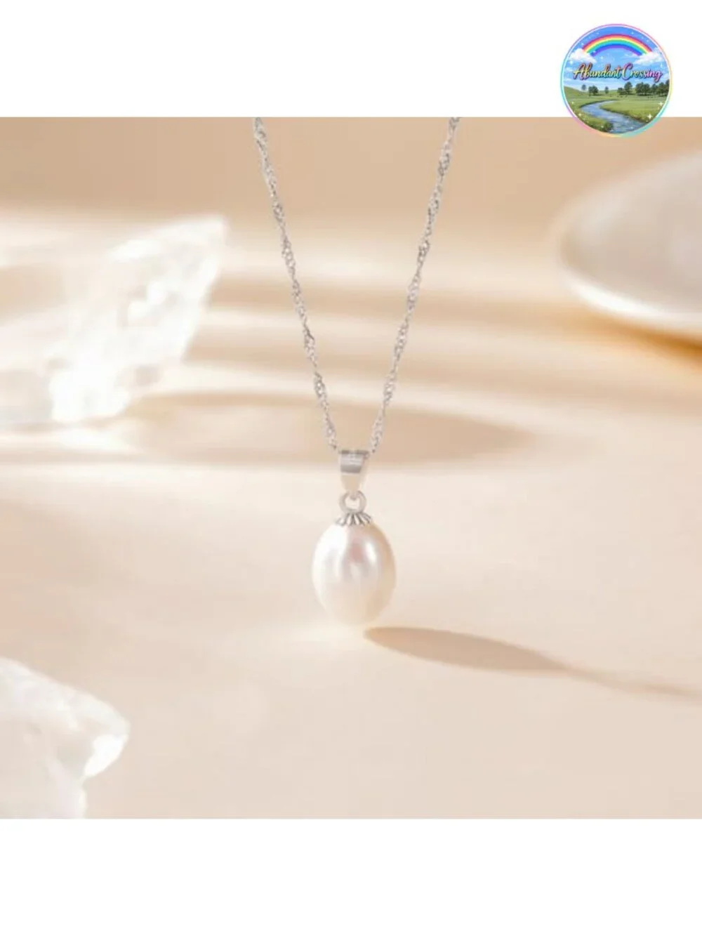 925 Sterling Silver Freshwater Pearl Dainty Pendant Necklace Adjustable 18